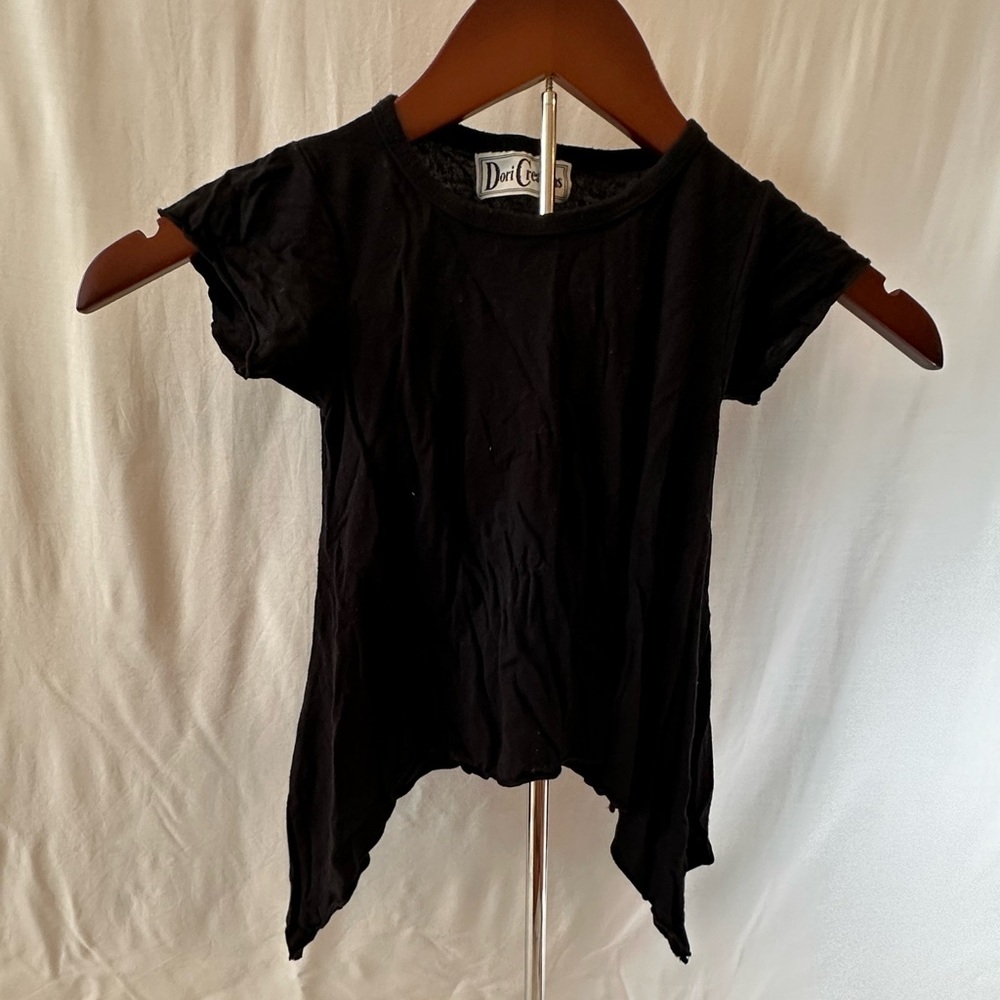 Designer- Dori Creations- Asymmetrical Black Kids Short Sleeve Tee